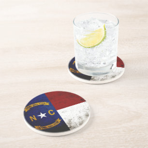 Black Grunge North Carolina  State Flag Coaster