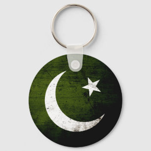 Black Grunge Pakistan Flag Keychain