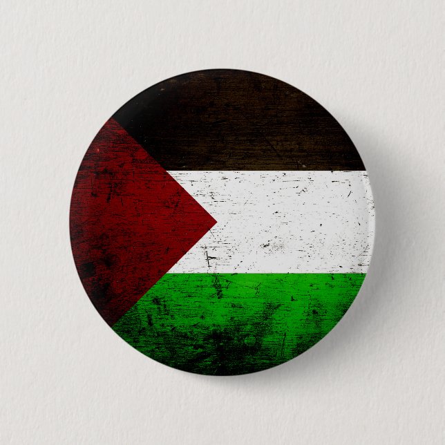 Black Grunge Palestine Flag 2 Inch Round Button (Front)