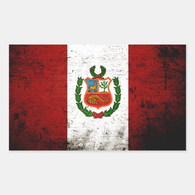 Black Grunge Peru Flag Sticker (Front)