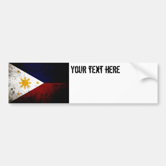 Black Grunge Philippines Flag Bumper Sticker (Front)