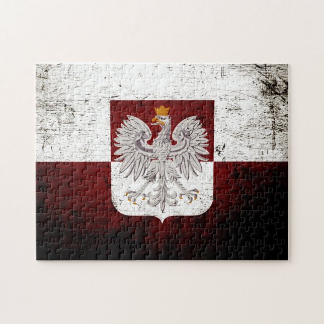 Black Grunge Poland Flag Jigsaw Puzzle (Horizontal)