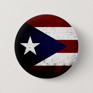 Black Grunge Puerto Rico Flag 2 Inch Round Button