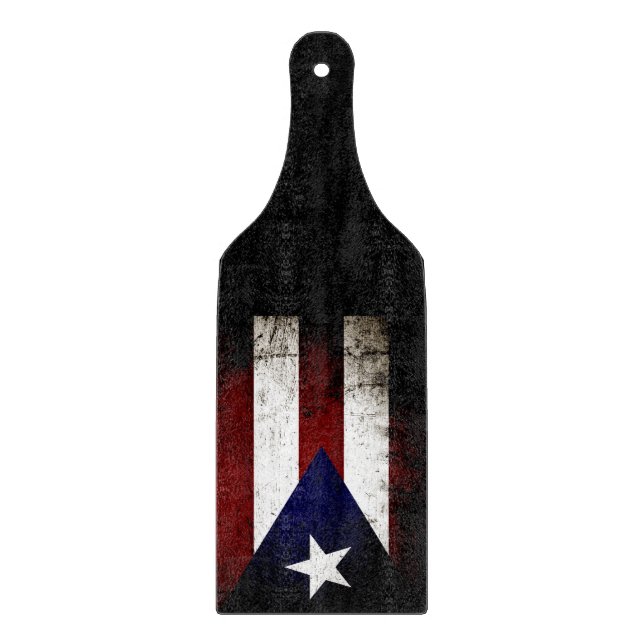 Black Grunge Puerto Rico Flag Cutting Board (Front)