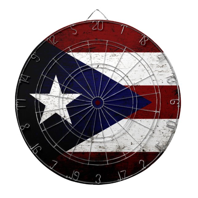Black Grunge Puerto Rico Flag Dartboard (Front)