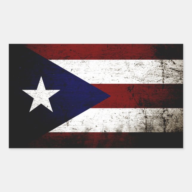 Black Grunge Puerto Rico Flag Sticker (Front)