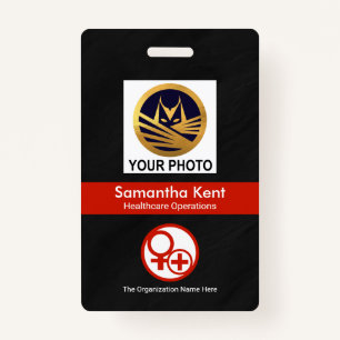 Black Grunge Red Stripe Photo Template Healthcare Badge