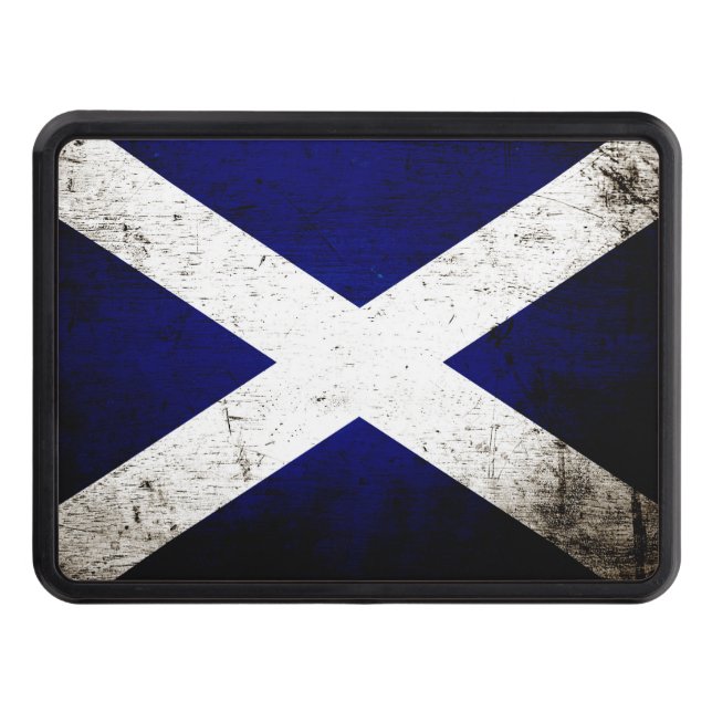 Black Grunge Scotland Flag Trailer Hitch Cover (Front)
