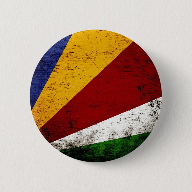 Black Grunge Seychelles Flag 2 Inch Round Button (Front)
