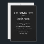 Black Grunge Sons Boys Teens Birthday Invitation<br><div class="desc">Solid black birthday party invitation template with grey text in grunge fonts.  Reverse contains black and grey swirls design.  For boys from tween ages to older teens,  this vertical card is easy to personalize with date,  time,  location and rsvp information.</div>