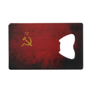 Black Grunge Soviet Union Flag Credit Card Bottle Opener