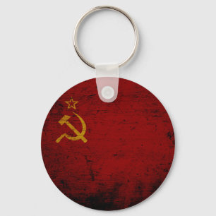 Black Grunge Soviet Union Flag Keychain