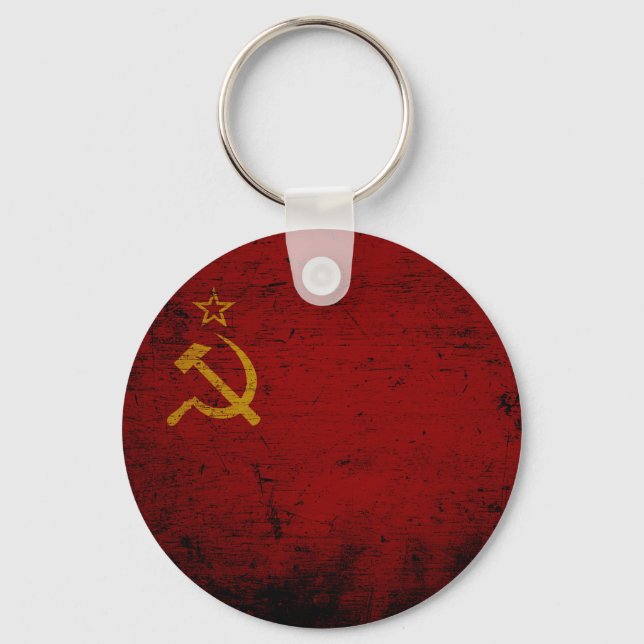 Black Grunge Soviet Union Flag Keychain (Front)