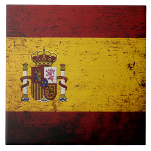 Black Grunge Spain Flag Tile