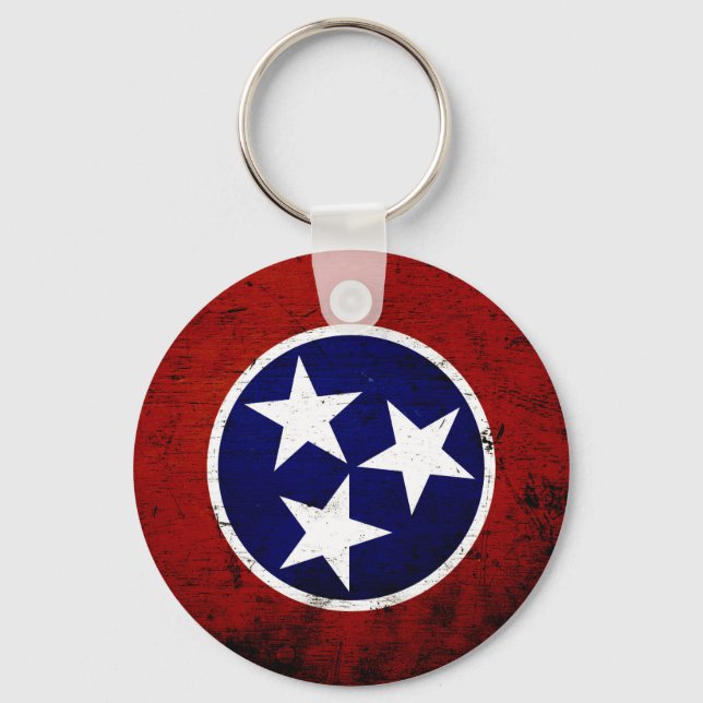 Black Grunge Tennessee State Flag Keychain (Front)