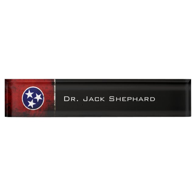 Black Grunge Tennessee State Flag Nameplate (Front)