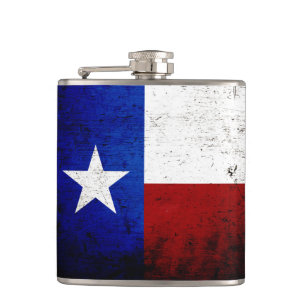 Black Grunge Texas State Flag Hip Flask
