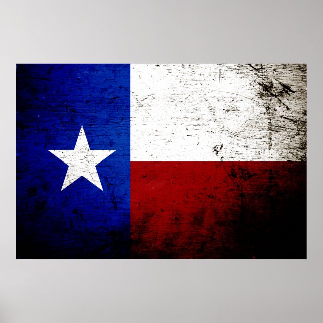 Black Grunge Texas State Flag Poster (Front)