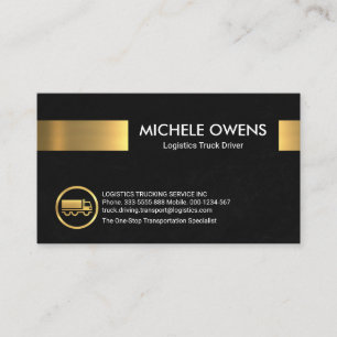 Black Grunge Texture Gold Stripe Trucker Business Card