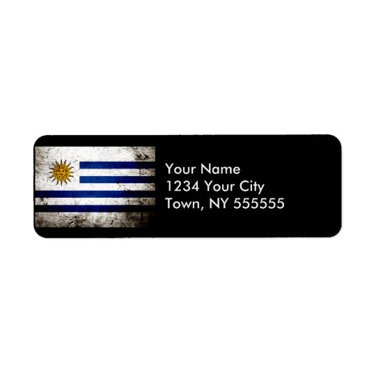 Black Grunge Uruguay Flag Return Address Label