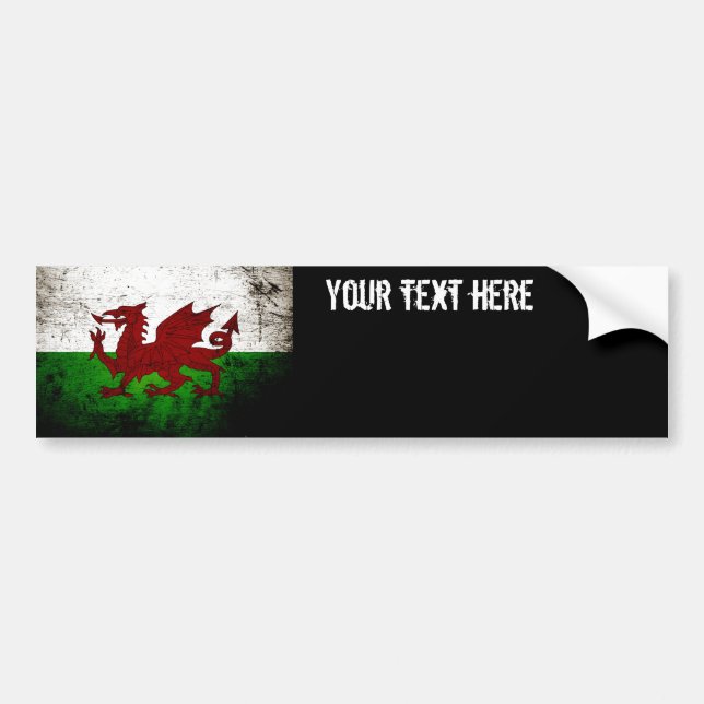 Black Grunge Wales Flag Bumper Sticker (Front)