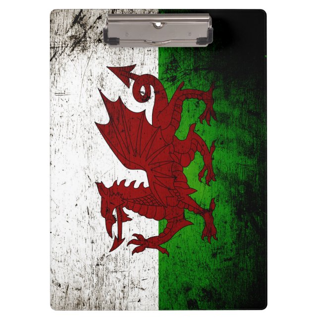 Black Grunge Wales Flag Clipboard (Front)
