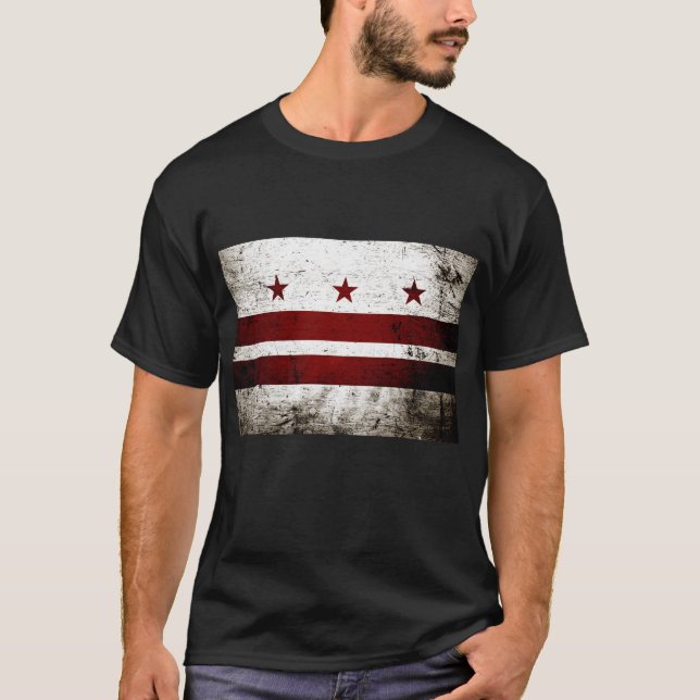 Black Grunge Washington DC Flag T-Shirt (Front)