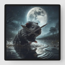 Black Guinea pig clock