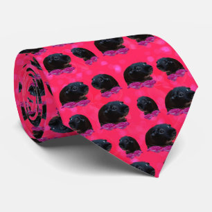 Black Guinea Pigs On Pretty Pink Roses Tie