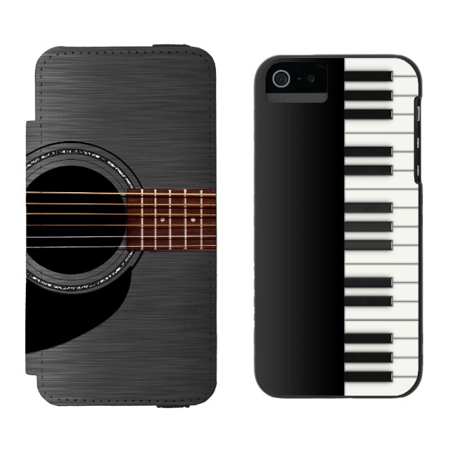 Black Guitar Piano Combo Incipio iPhone Wallet Case (Side by Side)