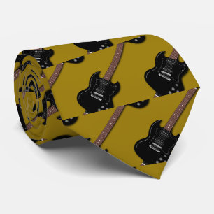 Black Guitars on Gold Musician Band Member Tie