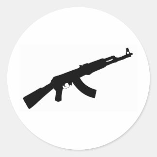 black gun ak 47 icon classic round sticker