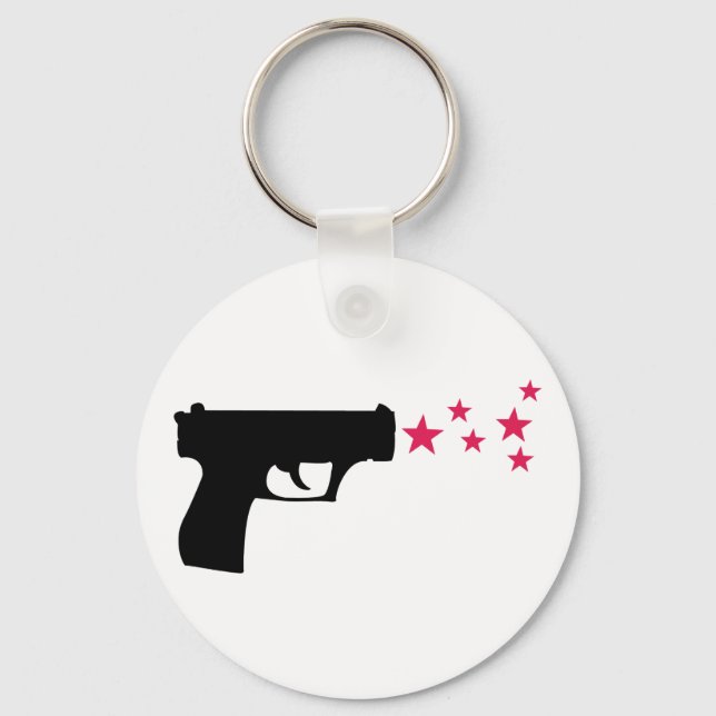 black gun star pistol stars keychain (Front)