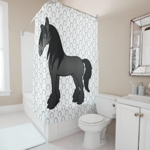 Black Gypsy Vanner Clydesdale Shire Cartoon Horse