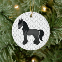 Black Gypsy Vanner Clydesdale Shire Cartoon Horse