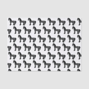 Black Gypsy Vanner Clydesdale Shire Horse Pattern Tissue Paper