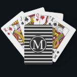 Black H Stripe Monogram Playing Cards<br><div class="desc">black and white horizontal stripe pattern monogrammed playing cards</div>