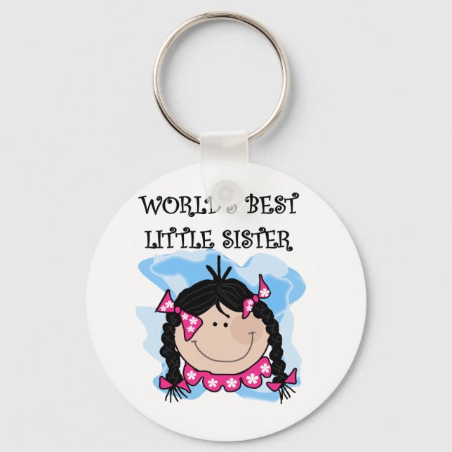 Black Hair Best Little Sister Tshirts and Gifts Keychain (Front)