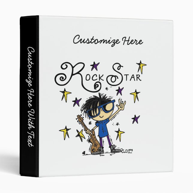 Black Hair Boy Rock Star Binder (Front/Spine)