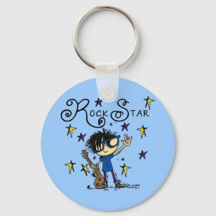 Black Hair Boy Rock Star Keychain