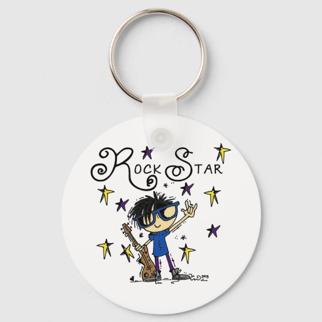Black Hair Boy Rock Star Keychain (Front)