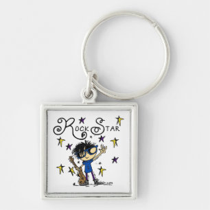 Black Hair Boy Rock Star Keychain