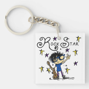 Black Hair Boy Rock Star Keychain