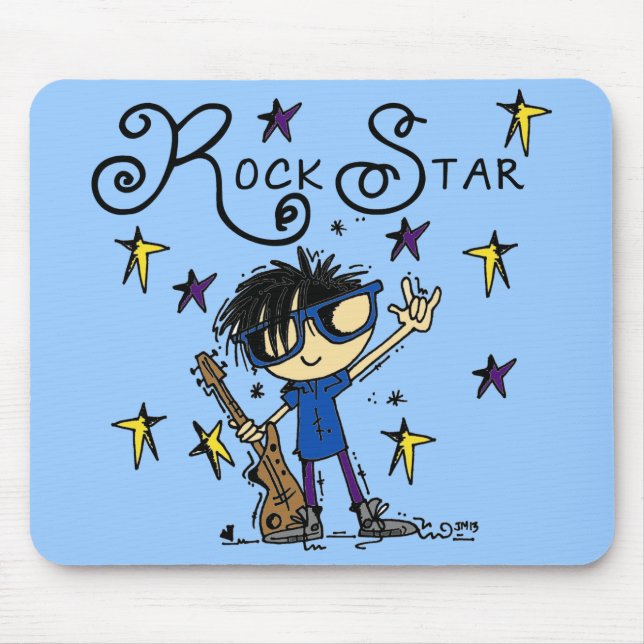 Black Hair Boy Rock Star Mouse Pad (Front)