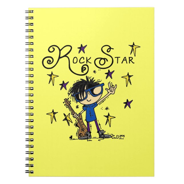 Black Hair Boy Rock Star Notebook (Front)
