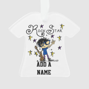 Black Hair Boy Rock Star Ornament