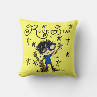 Black Hair Boy Rock Star Throw Pillow