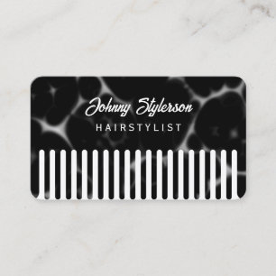 Black hair comb looking hairstylist business card