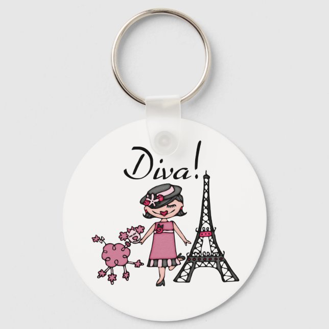 Black Hair Diva Keychain (Front)