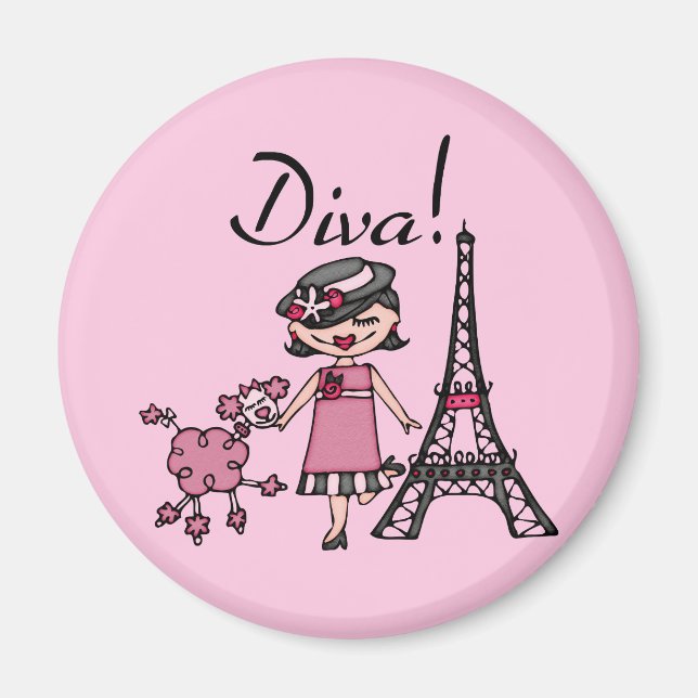 Black Hair Diva Magnet (Front)